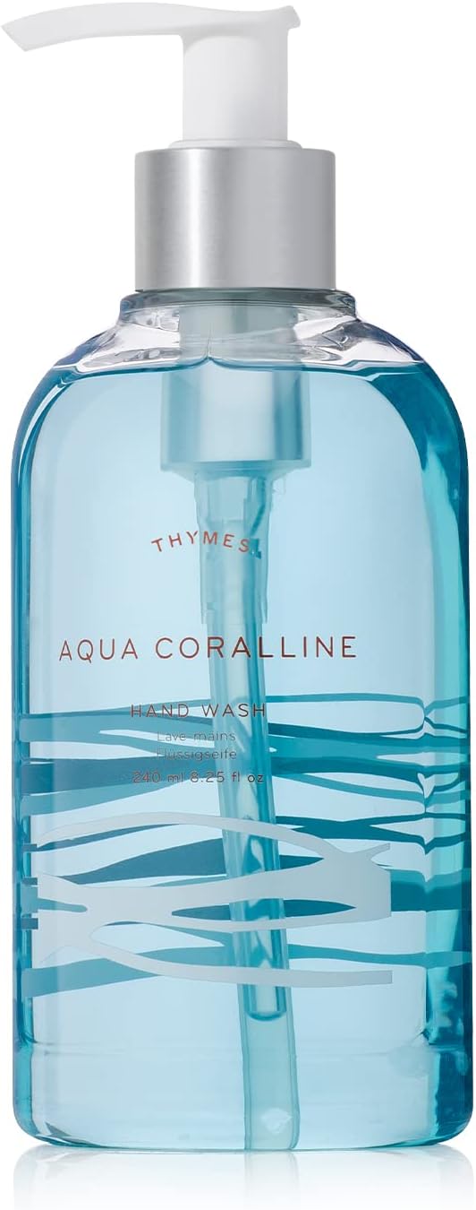 Moisturizing Hand Wash Soap with Pump - Luxury Hand Soap Gently Cleanses & Moisturizes - Skin Care with Glycerin & Kelp - Serene, Fresh Fragrance (Aqua Coralline, 8.25 oz)