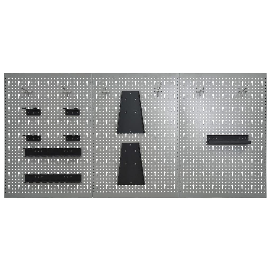 Panel de herramientas de 3 unidades, 40 x 58 cm, de acero, organizador para garaje, taller, resistente panel perforado para guardar taladros, alicates y destornilladores