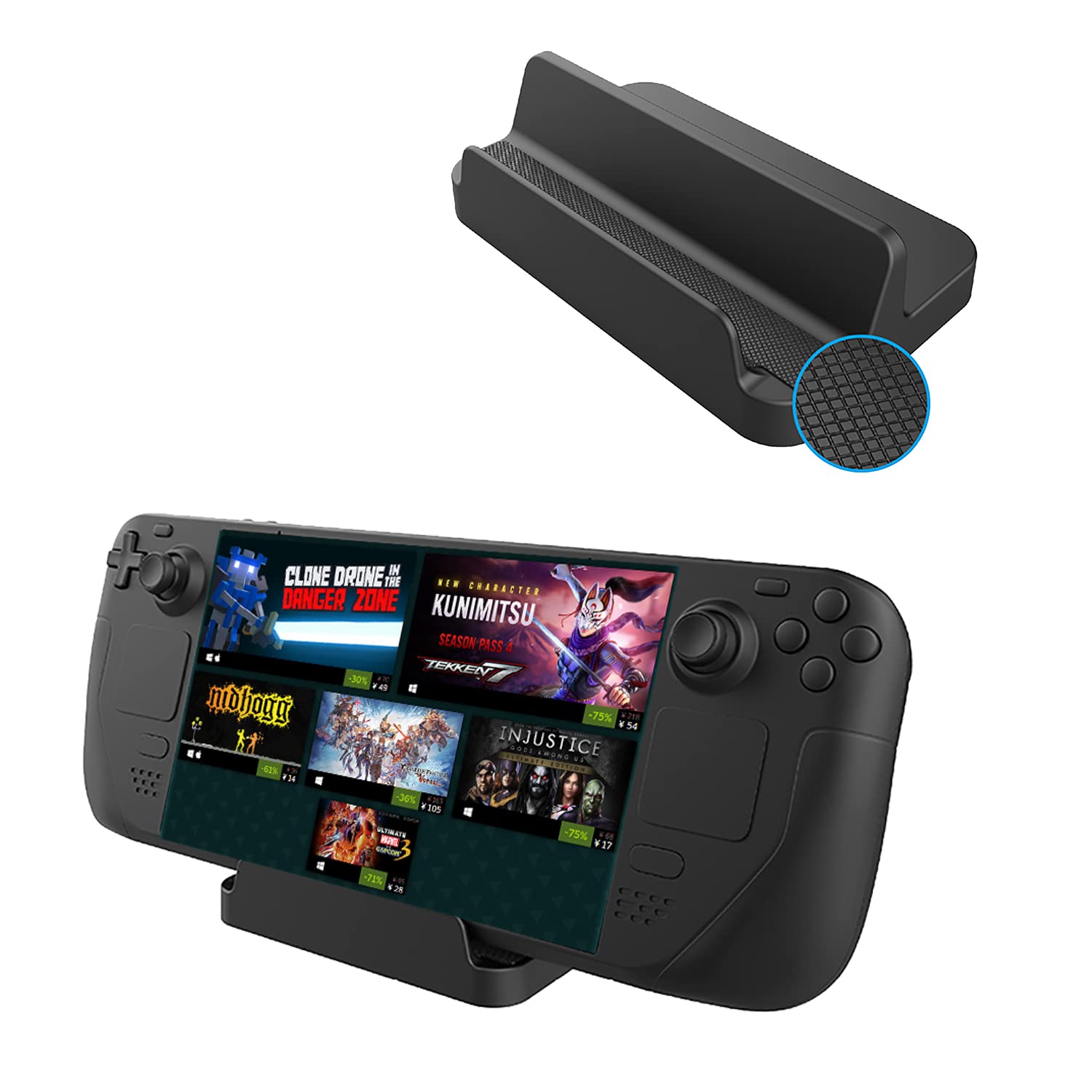 Stand Base for Valve Steam Deck 2021, Steam Deck Dock with Anti-Slip Silicone Pad (Black)