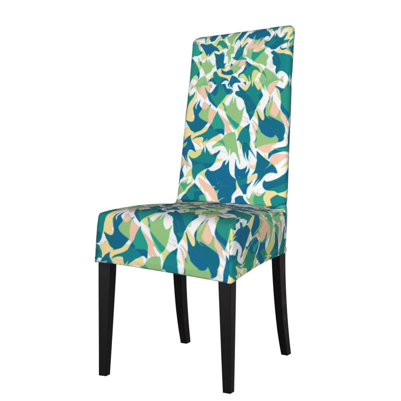 LKYMOH Green Camouflage Print, Chair Covers Stretch Chair Slipcovers for Dining Room, for Party Pet Protection Universal Fit Soft Polyester