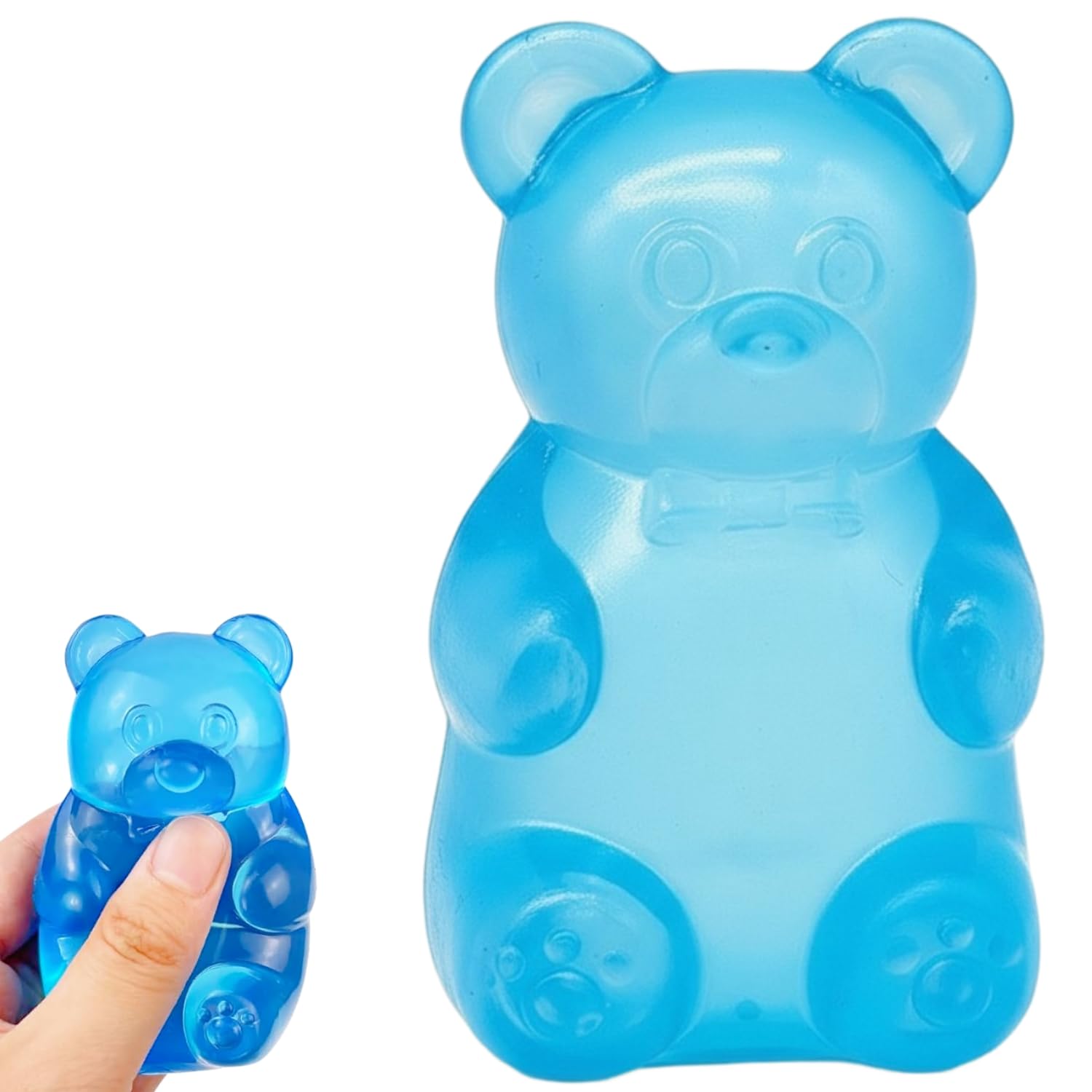 Sugar Filled Gummy Bear Squishy Toy, High-Density Stress Ball for Kids & Adults, Sensory Fidget Squeeze Toy for Anxiety Relief Students Calming (Blue)