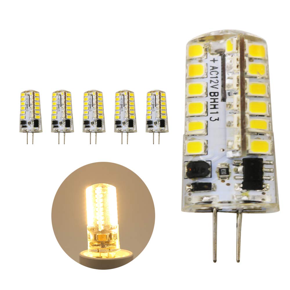 5 Pack G4 4W LED Bulb Energy Saving Equivalent 30W Halogen/Incandescent Lamp Non-Dimmable AC/DC 12V 320LM 360° Beam Angle Light Bulbs 3000K Warm White