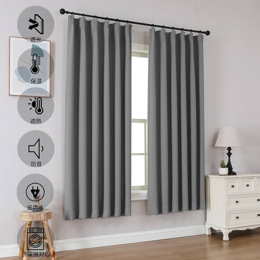 ライトグレー プリーツカーテン レヴィ カット生地 J-98064 ライトグレー ｜ジャストカーテン