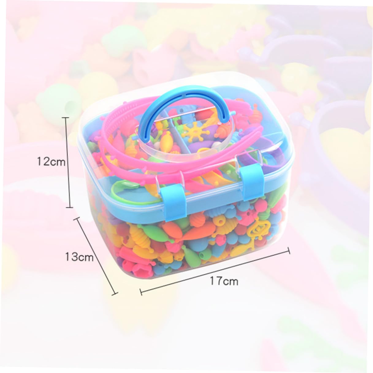 UPKOCH Set de Cuentas de Plástico para Manualidades Infantiles 550 Piezas Caja de Almacenamiento Azul Portátil y Lavable para Pulseras y Collares Adecuado para Niñas y Actividades