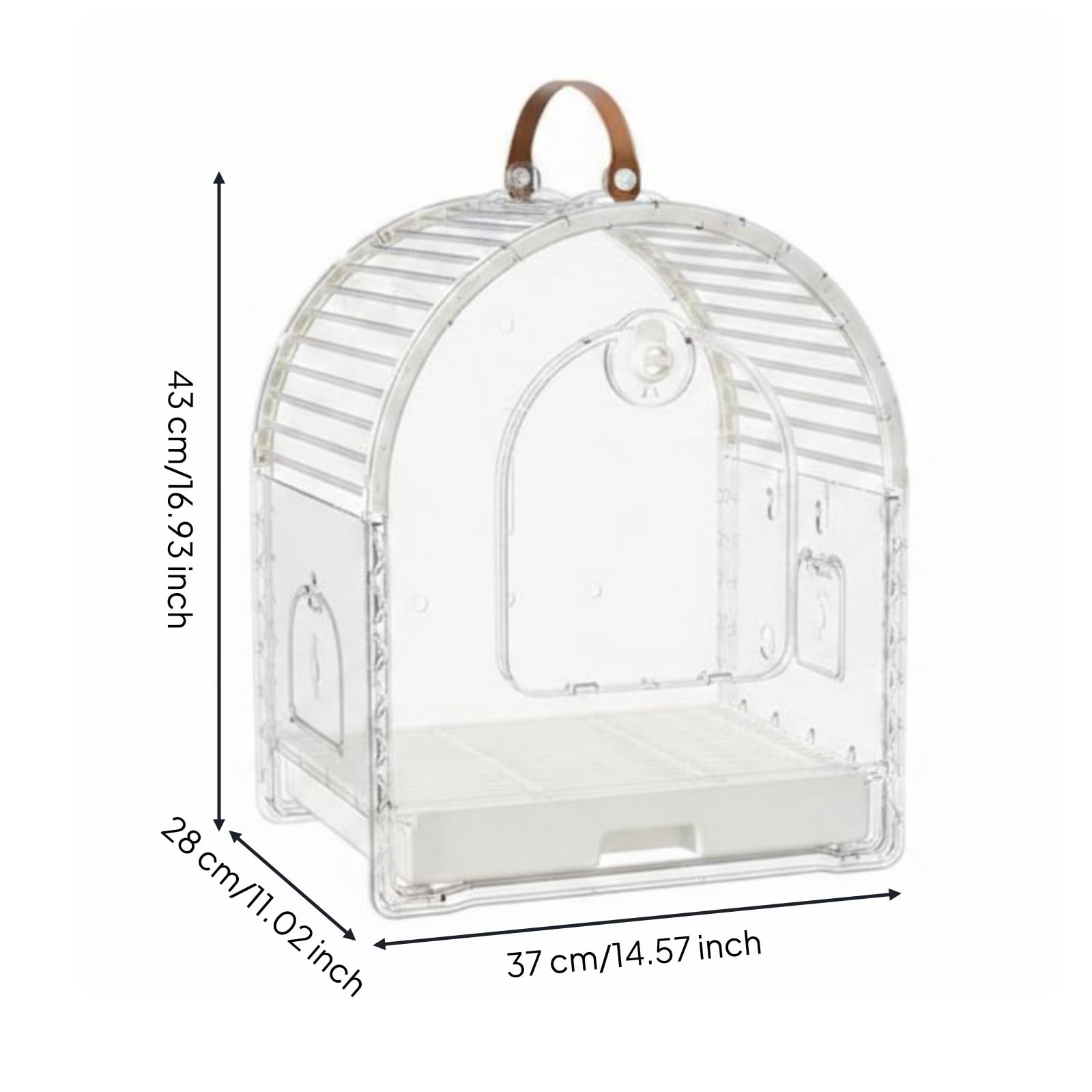 Baoblaze Jaula para Pájaros Portátil Trasportadora Aves Mascota Cuerpo Transparente Seguimiento Visual Comodidad Extraíble Mantenimiento Fácil, Blanco Arroz, Mediano