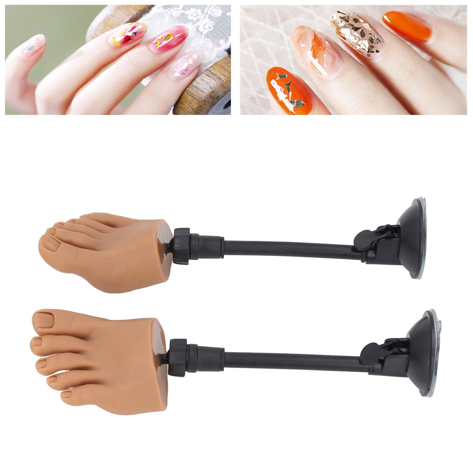 1 para Manicure Silikonowy Manicure Foot Manekin ze stojakiem Elastyczny i realistyczny silikonowy model stóp do wyświetlania tipsów