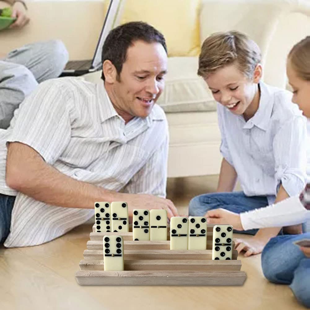 Supports Dominos Bois 4 Supports En Bois Pour Dominos - Idéal Pour Jeux De Cartes Et Dominos Mexicains Porte-cartes Jeu Rami