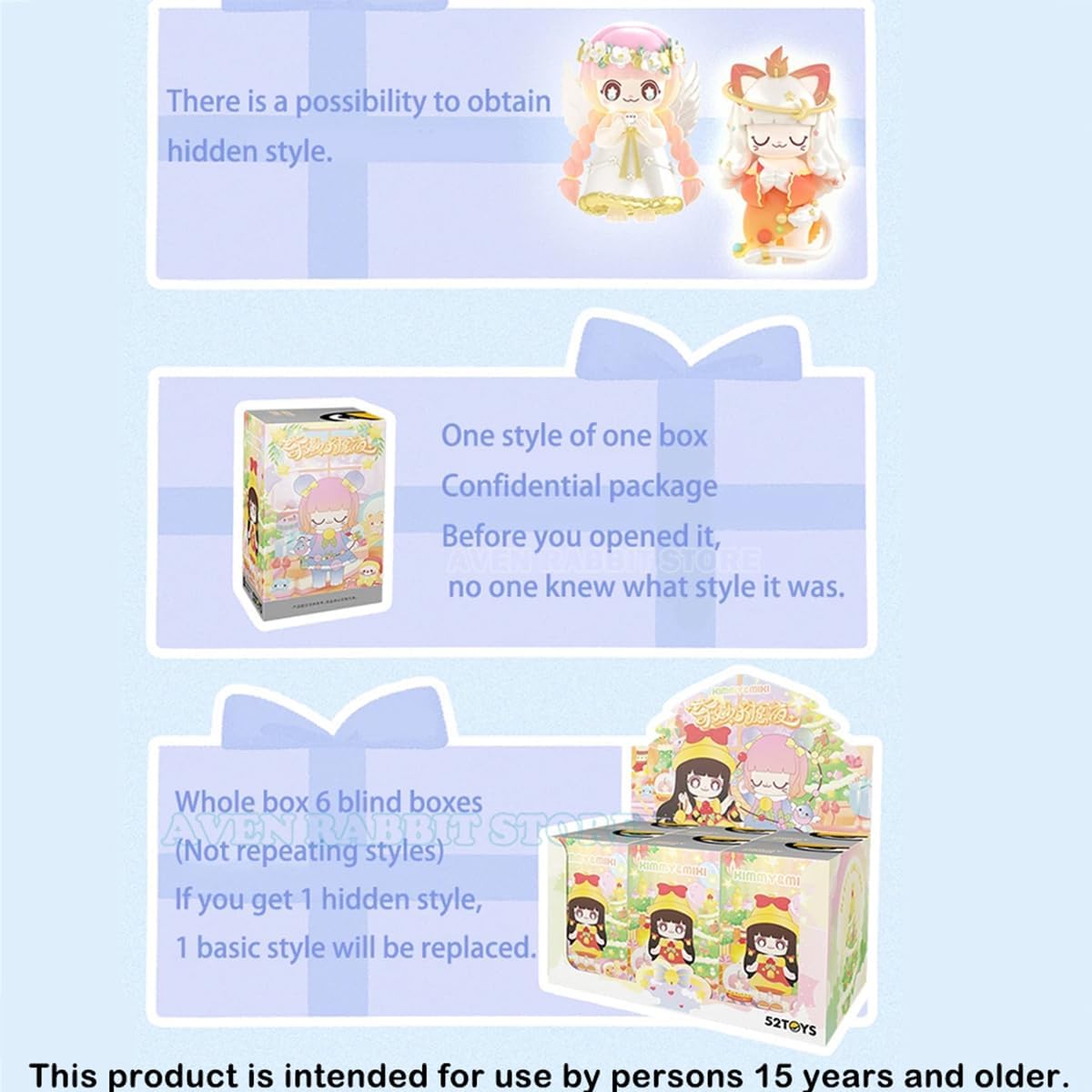 Aven Rabbit Kimmy&Miki Wonderful Wish Night Series Blind Box Action Figures Mystery Box Cute Random Toys Birthday Gift Christmas Collectible Toy for Desktop Ornaments, 1PC image 2