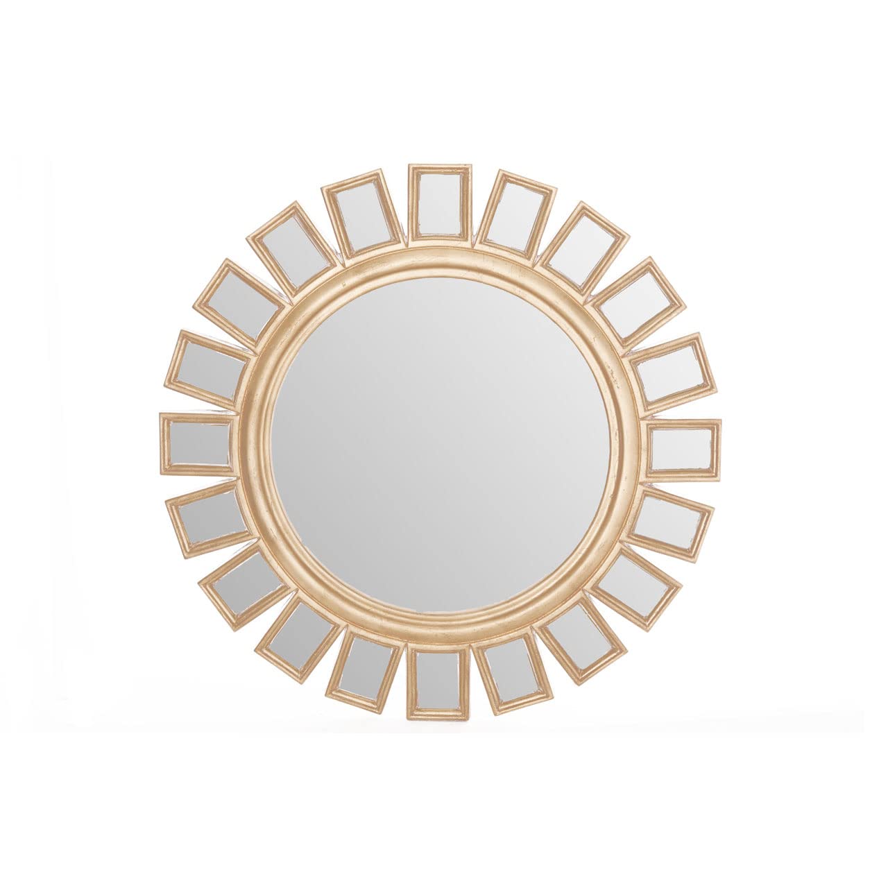 Premier Housewares Inti Wall Mirror - Round Bevelled Panel - Gold Frame