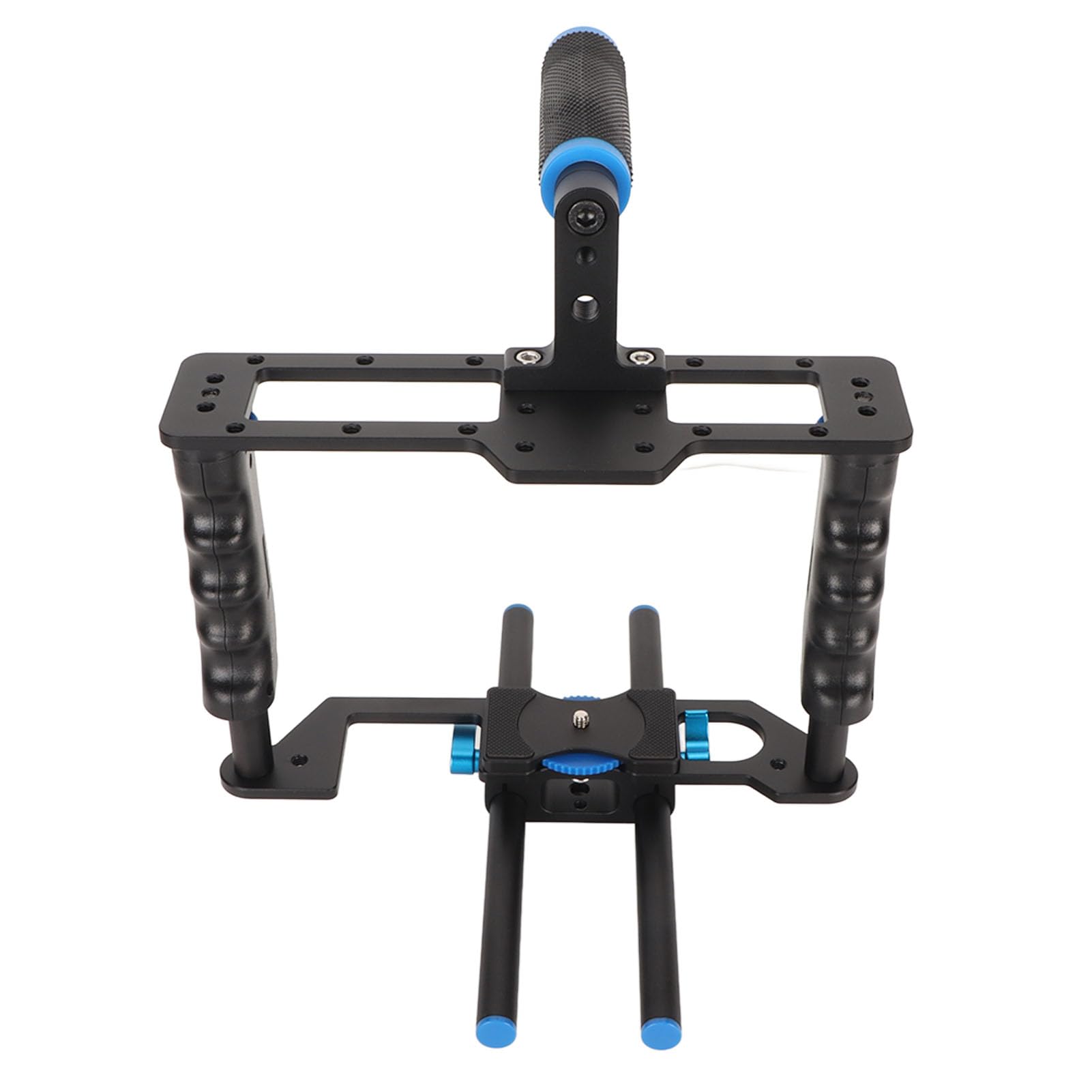 Jaula Universal para Cámara de Vídeo, Aleación de Aluminio, Doble Varilla, Kit de Producción de Películas para con Ergonómico para Disparos Estables, Jaula Estabilizadora de Cámara DSLR