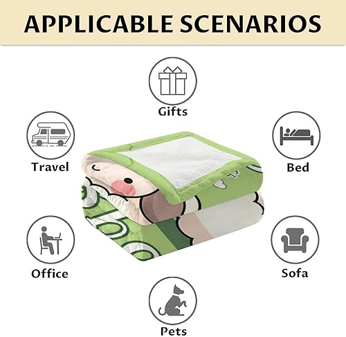 Miniatura 6 de Manta de oveja  Suave, mullida y cálida  Manta de tamaño regazo de 30 x 40 pulgadas para sofá, oficina, bonito regalo verde para niños y niñas