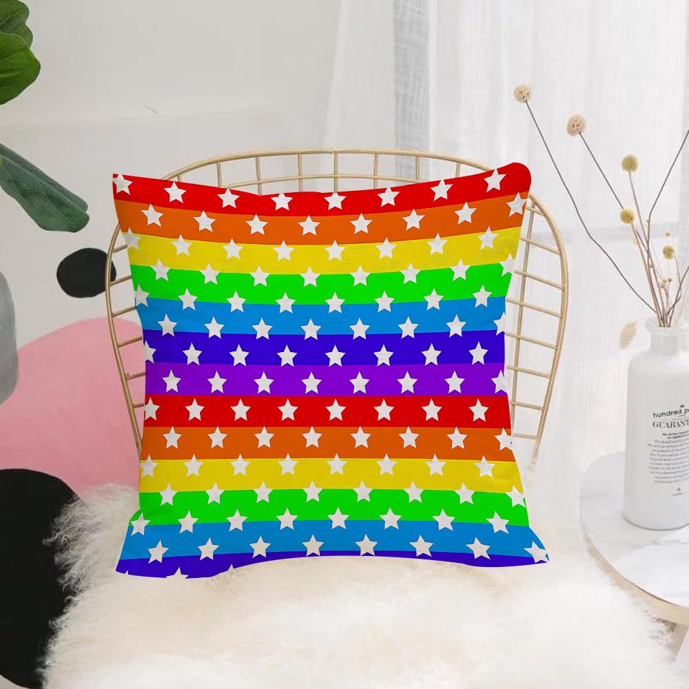 Hyosxw Seamless Vector Geometric White Stars Patter - A4 Cushion Cover,Throw Pillow Case Home Decorative For Living Room Bedroom Sofa Chair 18X18 Inch,Seamless Vector Geometric White Stars Pattern On Rainbow Background. Geometric,Pillowcase 45X45cm