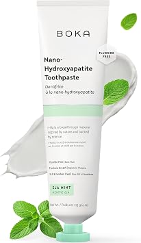 Boka Ela Mint Natural Toothpaste - Nano-Hydroxyapatite for Remineralizing and Sensitivity, Fluoride-Free I Dentist Recommended, Made in USA I 4oz