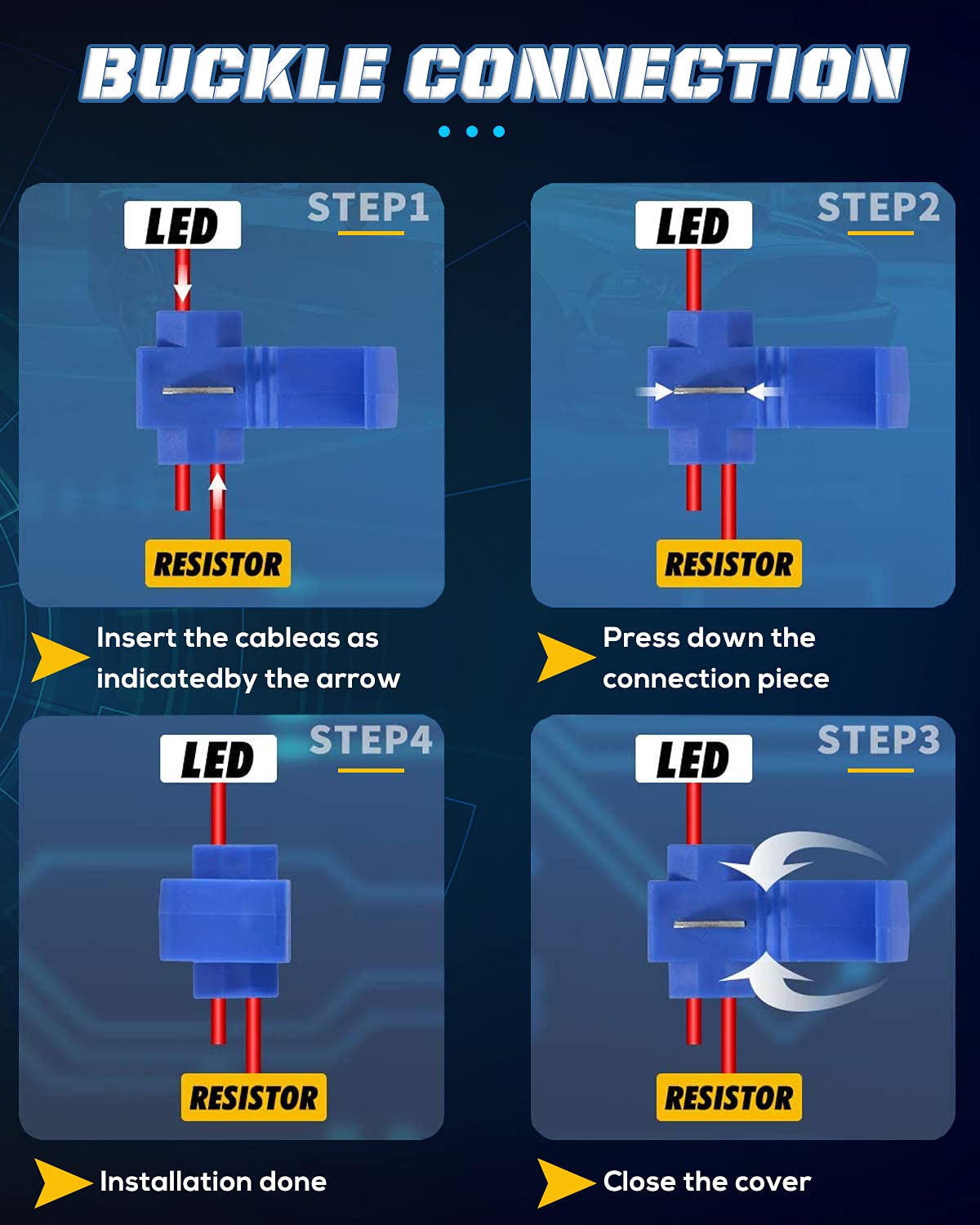 4 Résistances De Charge 50W 6 Ohm - Fix Hyper Flash LED Clignotant - Avec Clips De Connexion