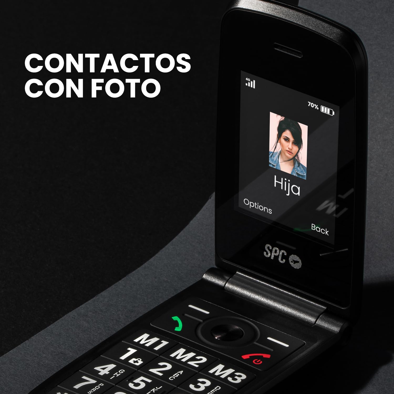SPC Titan 2 – Teléfono móvil de Tapa para Mayores con 4G, Teclas Grandes, Timbre Alto 105dB y Pantalla 2,4” | Fácil de Usar y configuración remota | 3 memorias directas | Batería hasta 7 días - Negro