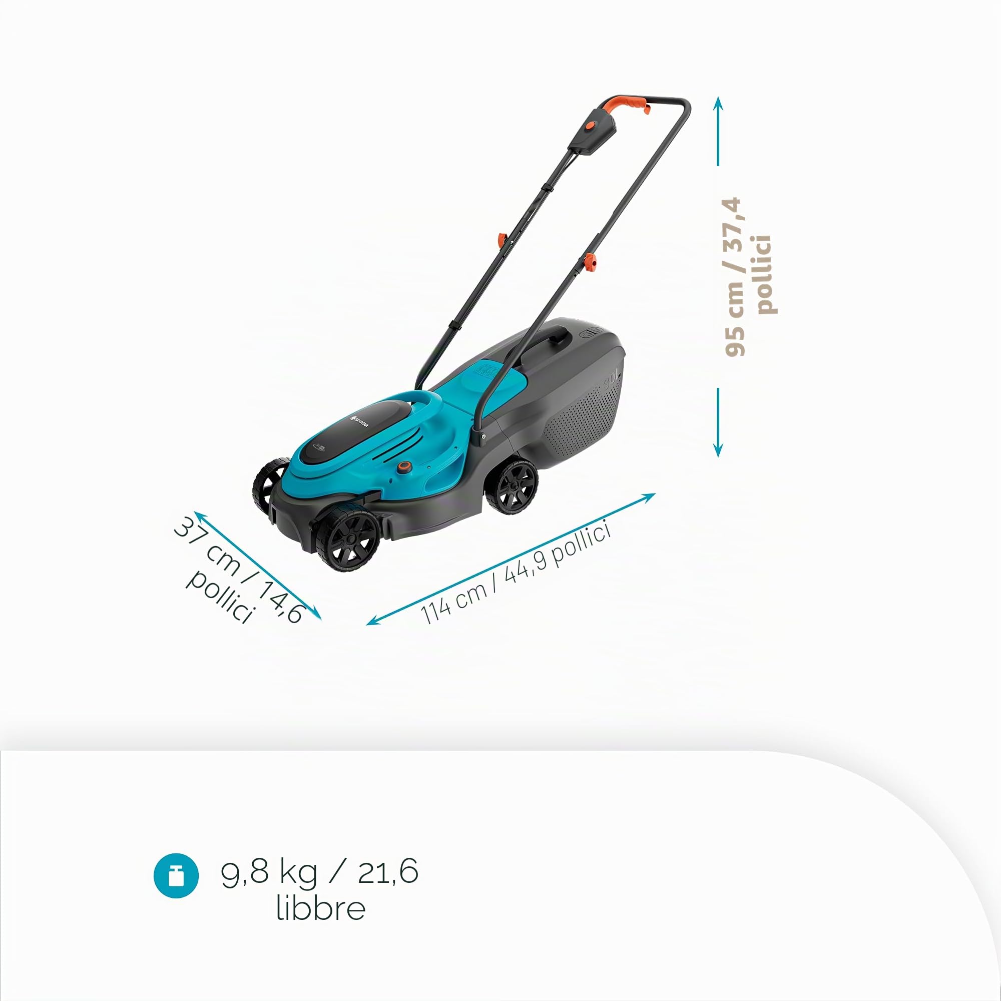 GARDENA EasyMax 32/18 V Tagliaerba ad alte prestazioni pronto all'uso con batteria P4A