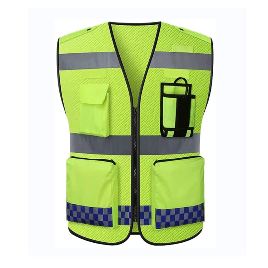 TOMYEUS Chaleco Reflectante de Alta Visibilidad con Cremallera de Bolsillo, Traje Reflectante para Correr en Bicicleta, Chaleco de Seguridad Transpirable Amarillo para Correr