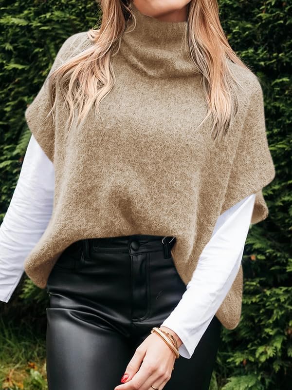Cicy Bell Womens Oversized Turtleneck Knit Sweaters Short Batwing Sleeve Casual Slouchy Loose Fit Chunky Pullover Tops - Image 2