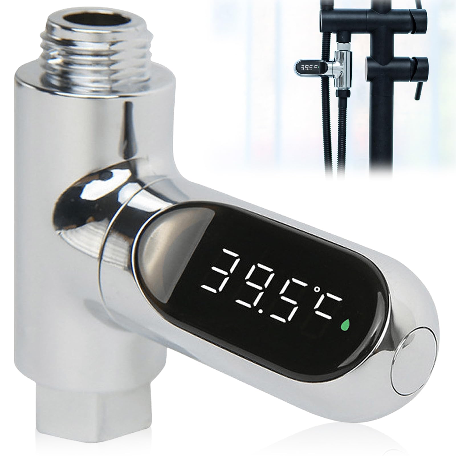 BAIFULAI Thermomètre numérique LED pour la salle de bain, de 0 à 100 ℃, en temps réel, débit d'eau avec écran pivotant à 360°, pour enfants, douche, baignoire