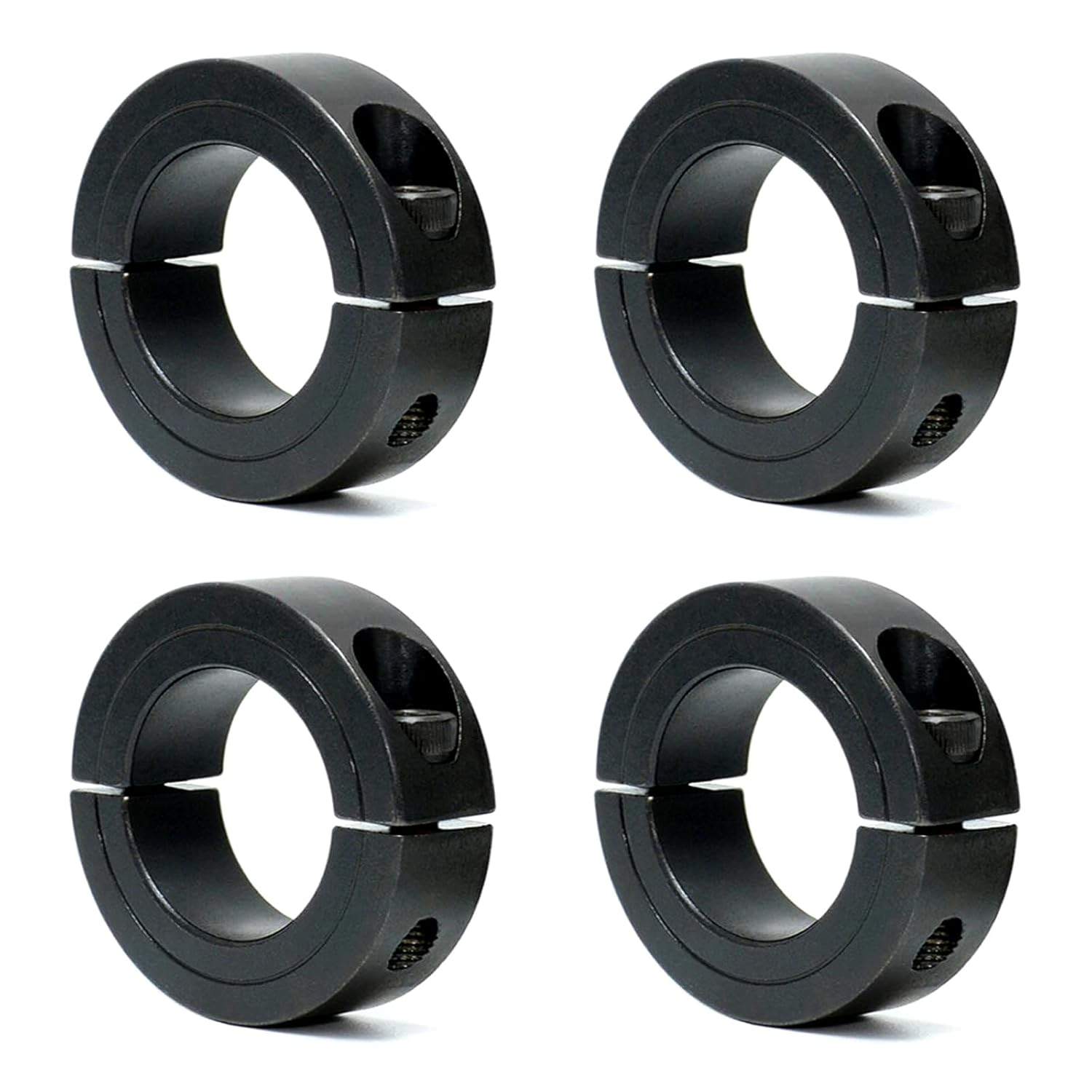 Split Shaft Collar Bore 1/2" OD 1-1/8" Thickness 13/32" 1045 Steel Black Oxide H7 Tolerance Locking Collar Drill Stop Collar Set Screw Clamp-On Linear Rail Stop