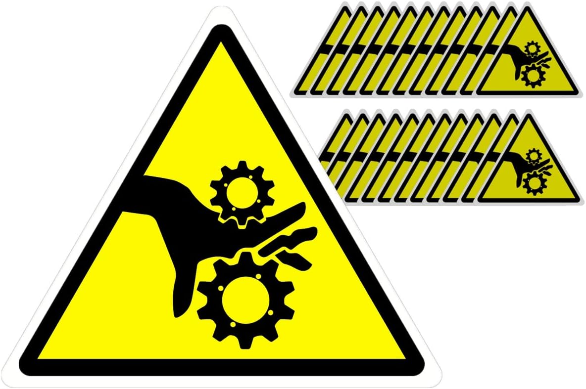 (25 Pack) - 3" Modern Triangular Pinch Point Safety Stickers - Yellow and Black Pinch Point Safety Stickers