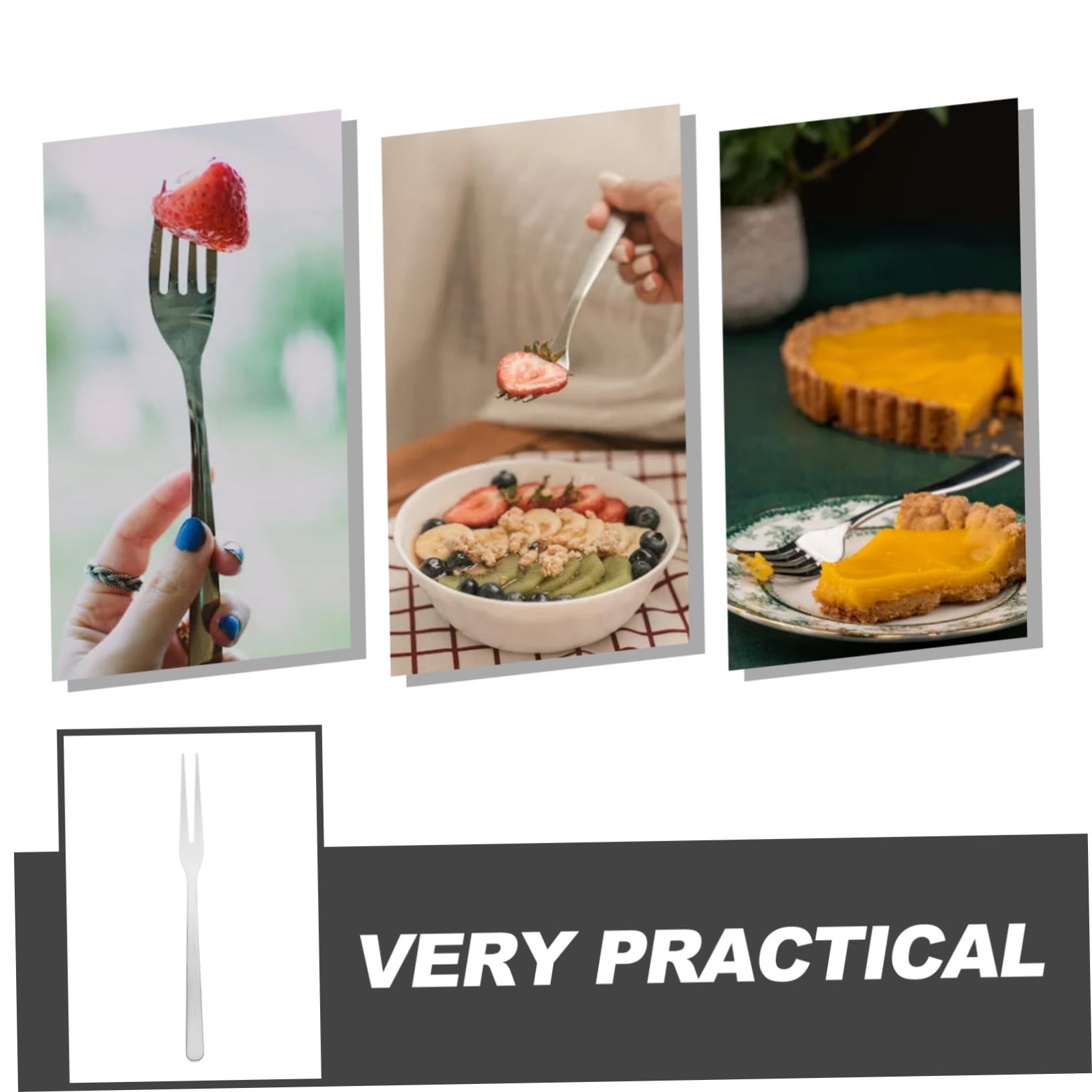 Hohopeti 8 pezzi Forchettine Piccole in Acciaio Inossidabile per Dessert Frutta e Antipasti Design Ergonomico Riutilizzabili e Resistenti per Insalate e Party