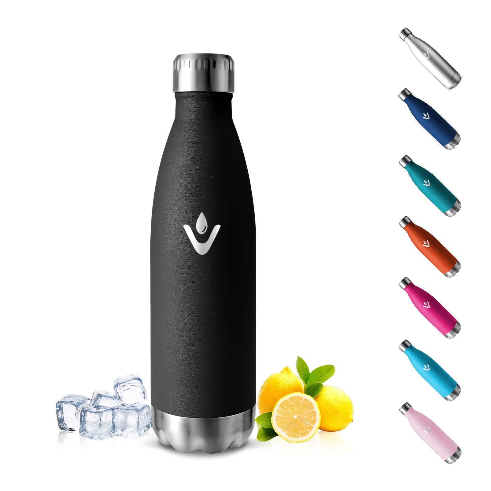 Mulbijeo Stainless Steel Water Bottle, 500 ml, Thermos Flask, BPA-Free, Sports Water Bottle, Leak-Proof Water Bottle, Suitable for Carbonated Drinks, Thermos Flask for Fitness, Gym, Bicycle