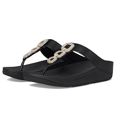 FitFlop Fino Crystal Chain Leather Toe Post Sandals Women