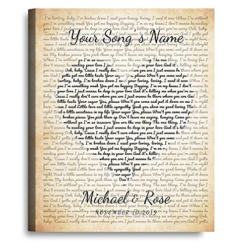 Personalized Music Lyrics Song Canvas/Photo Unframed/Framed Prints Heart in Heart Names Date on Prints Anniversary for Her,Wedding,Birthday,Engagement,Wall Decor