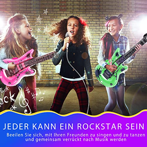 9 Stück Luftgitarre,9 Farben Aufblasbare Gitarre,Bunt Aufblasbare Gitarren Luftgitarren Zum Aufblasen,Air-Guitar Luft-Gitarren für Rock Party Deko