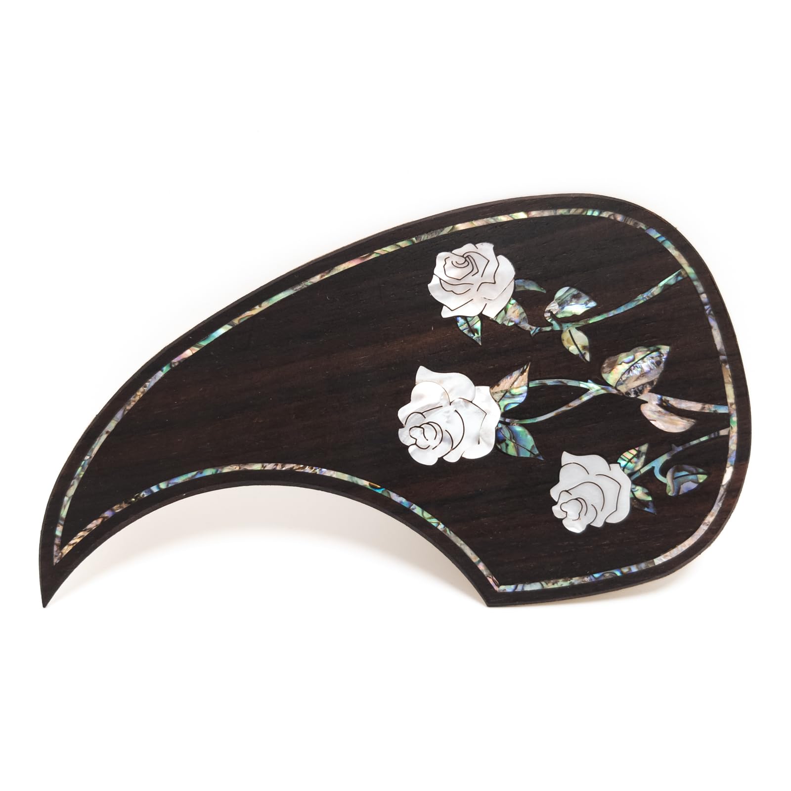 Battipenna per chitarra acustica in legno massello con intarsio in abalone e rosa Whisper autoadesivo per Martin D-45, adatto alla maggior parte dei modelli da 101,4 a 104 cm, per modelli da 91,4 cm