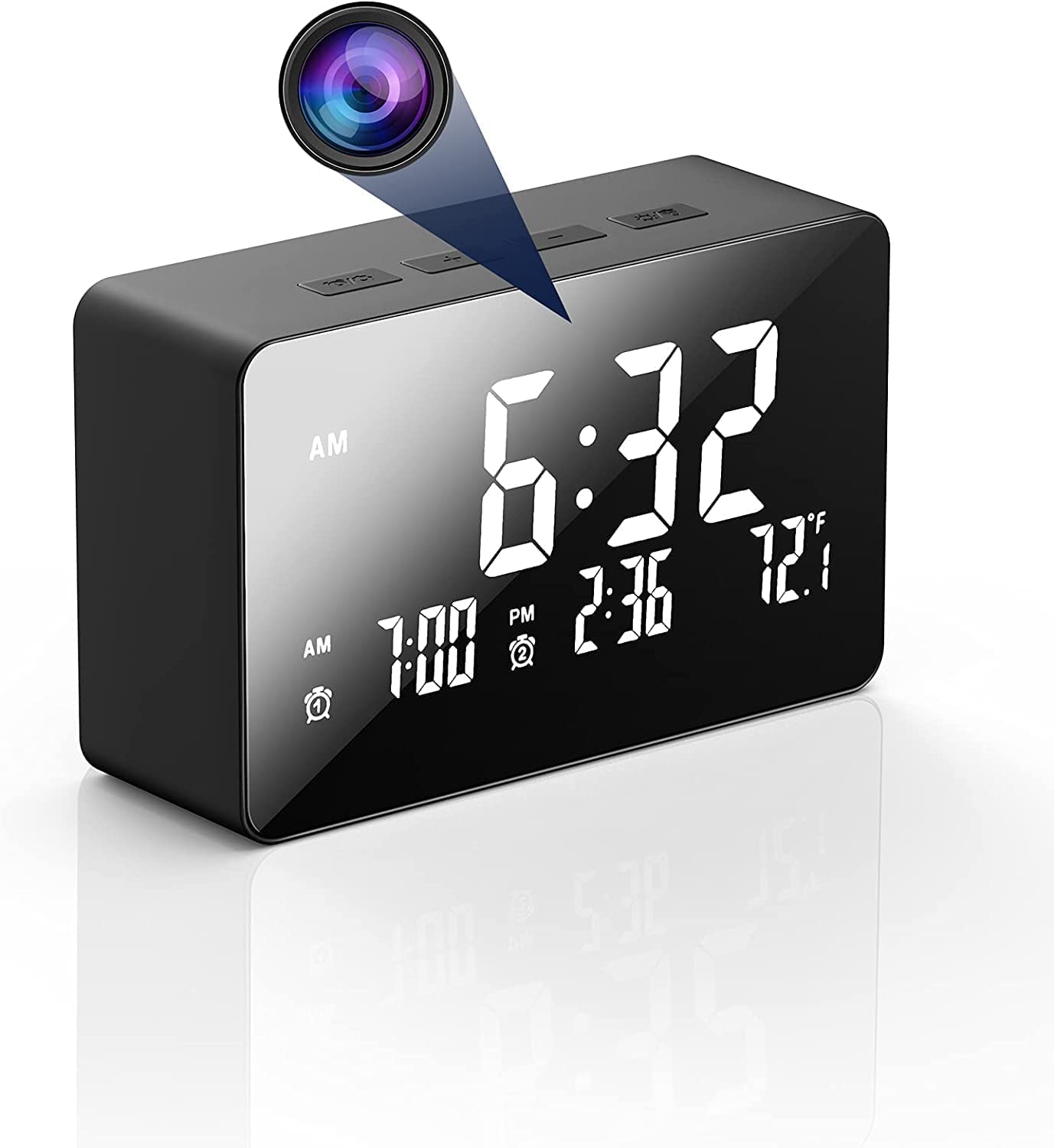 smars® Table Clock Alarm wi-fi Enabled spy Camera 1080P Full HD with Live Audio & Video Recording-image-17