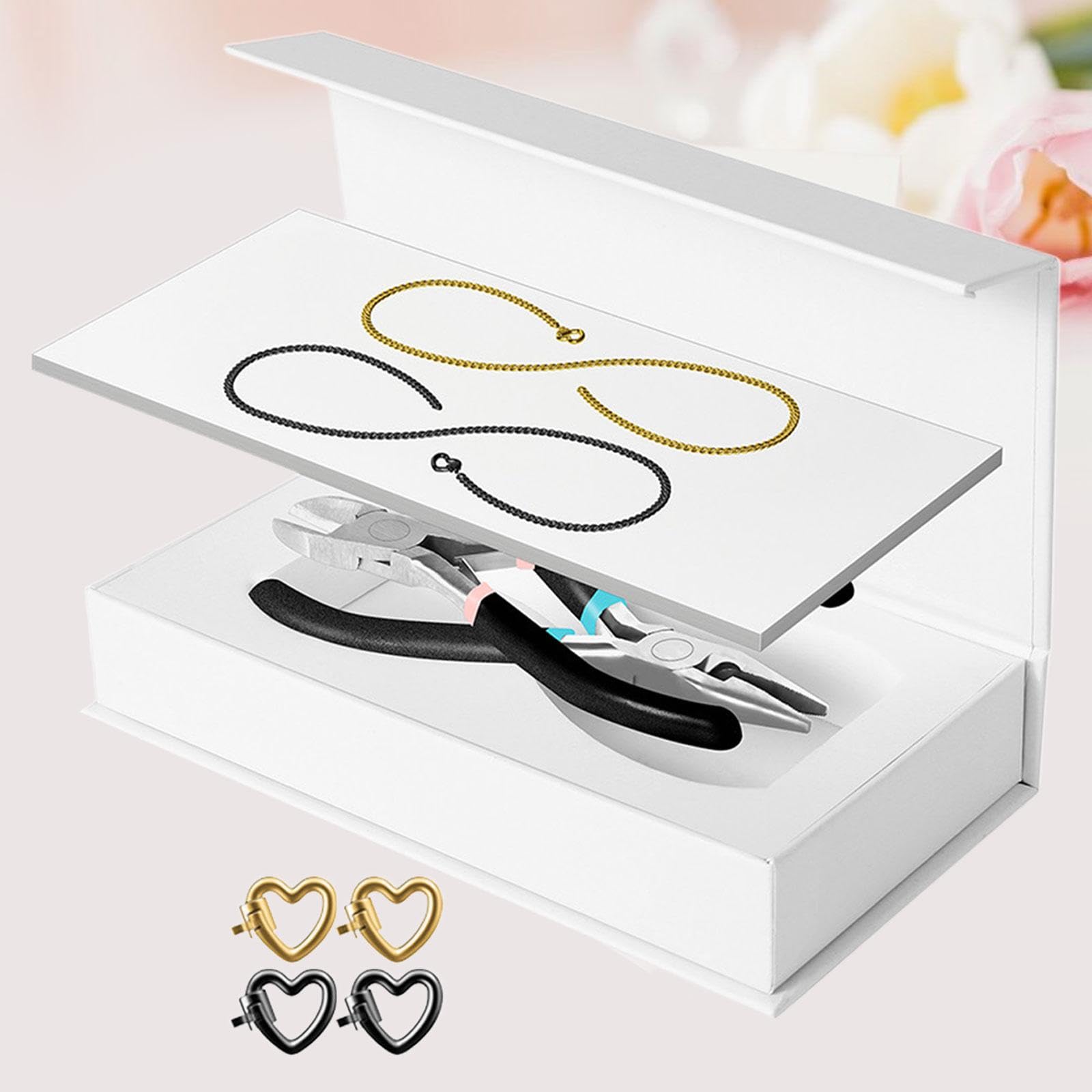 2 Pezzi Bracciale Permanente Set Braccialetti Coppie Kit Creazione Gioielli Materiale Acciaio Inox Argento Inclusi Strumenti Adatti a Regalo, 1 Nero 1 Oro