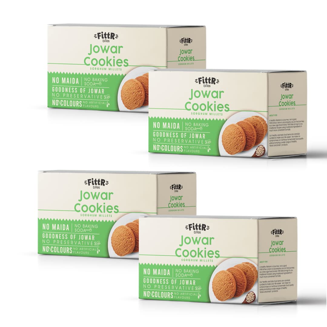 FittR Bites Jowar Cookies | 100% Natural & Healthy | snack | Sorghum Millet Biscuits | Pack of 4 boxes, 100 gram each - Fittrbites (B09BGD2GFW) Amazon Price History, Amazon Price Tracker