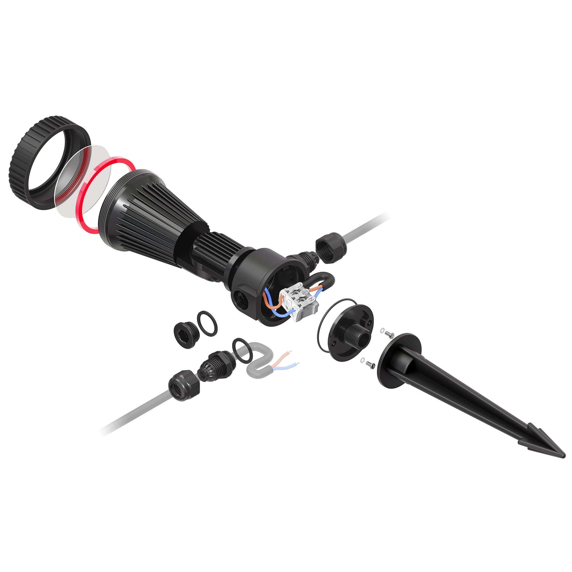 ledscom.de 10er Set Gartenstrahler mit Erdspieß PIRK, für außen, IP44, schwarz, Stecker, inkl. Smart Home RGBW GU10 LEDs je 473lm