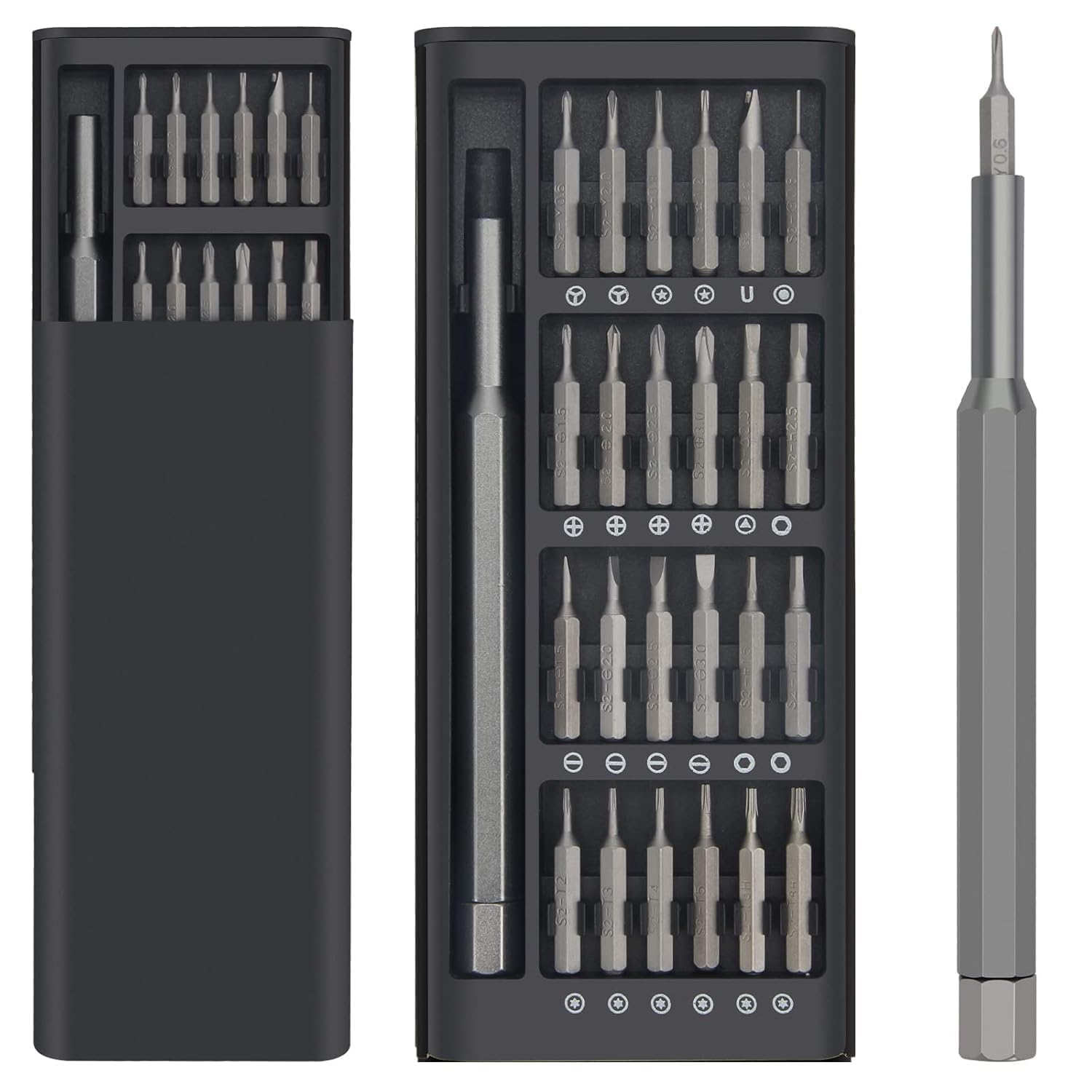 - 24 in 1 Mini Screwdriver Set with Case | Magnetic Precision Micro Screwdriver Kit with Flathead & Phillips Bits for Electronics, Watch, Glasses, Phone, PC & Jewelry Repair (Black)