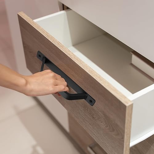 Miniatura 4 de Xingwenhao 2 manijas de puerta en forma de D, manijas de puerta de granero negras, manijas de puerta corrediza de 7.874 in para garaje, cobertizo,