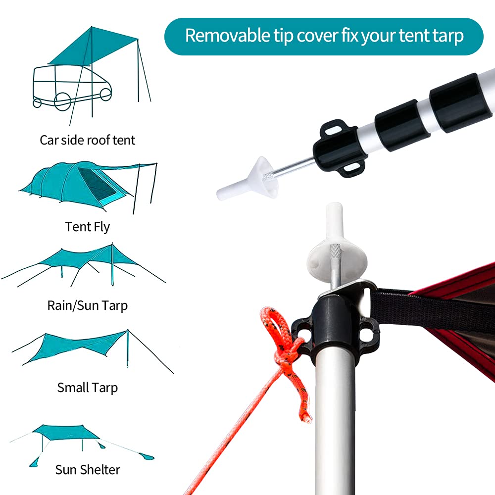 2PCS Mât de Bâche Télescopique Poteaux de Bâche en Aluminium 2,3M Support de Tente Réglable Poteau pour Voile Ombrage Tente Camping Accessoires pour Auvent Toile Jardin