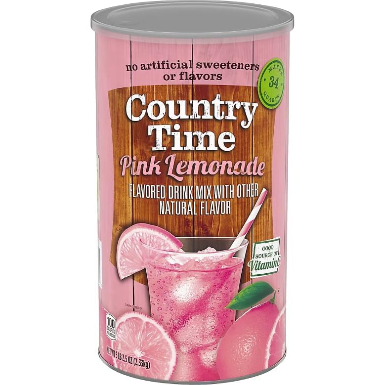 Pink Lemonade Powdered Drink Mix – CountryTime 1 Pack, Natural Flavor Beverage Mix, Easy-Mix Powder for Delicious Homemade Drinks
