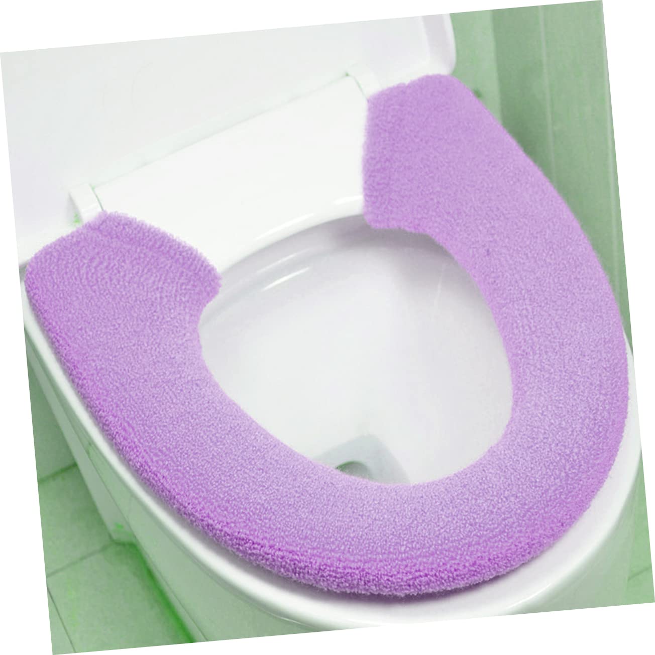 Ciieeo 2pcs Warm Soft Round Toilet Seat Cover Padded Warmer Lid Mat Elongated Seats