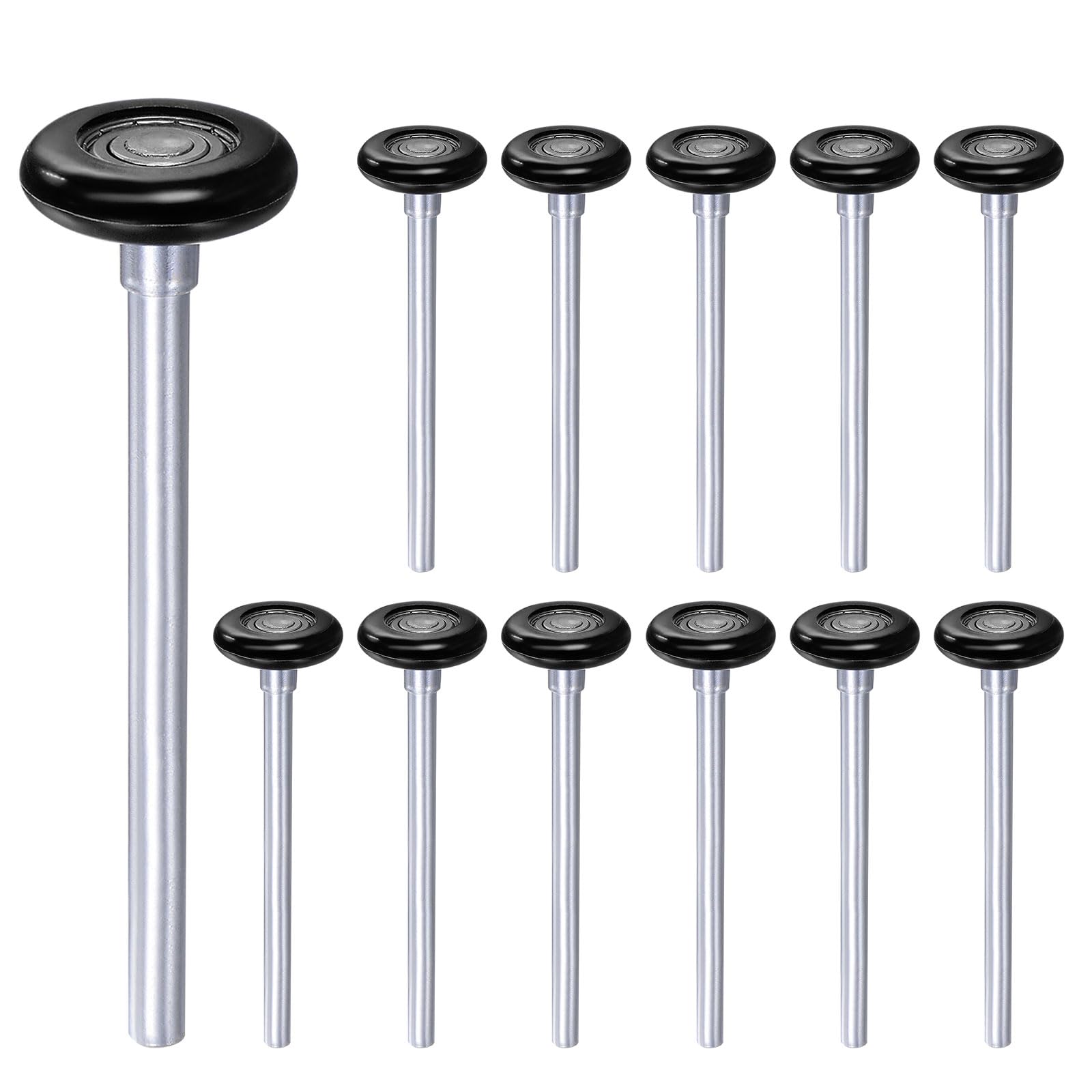 QUARKZMAN 12pcs 1.8" Roulettes de porte de garage tige longue de 7" noir | en nylon, pour rail de garage de 2", roues porte garage silencieuses, roulement de précision 6200zz à 8 billes