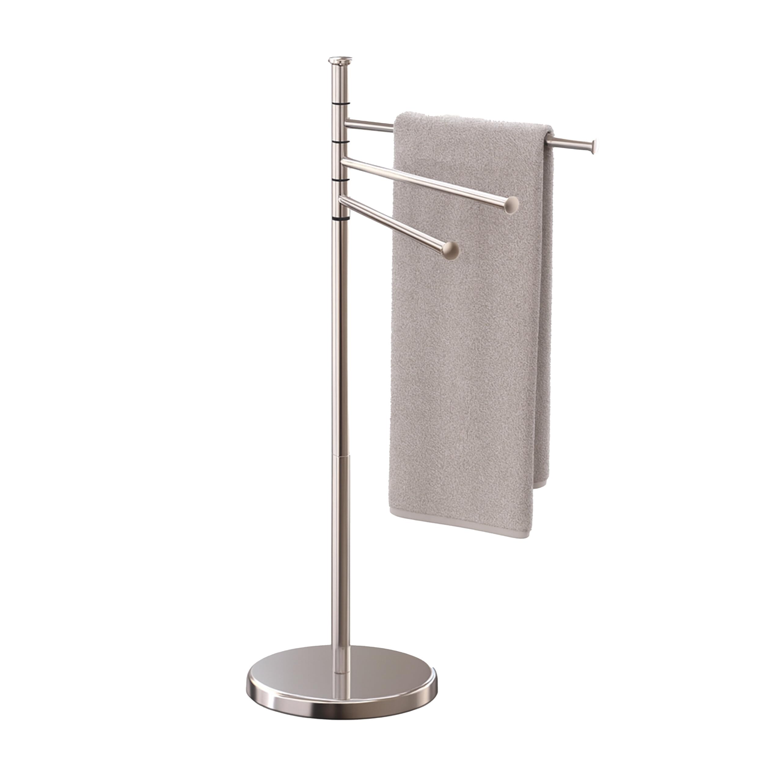 Relaxdays Piantana Portasciugamani da Terra, 3 Bracci Rotanti Porta Asciugamani da Bagno, 85,​5x42x22 cm, Acciaio Inox