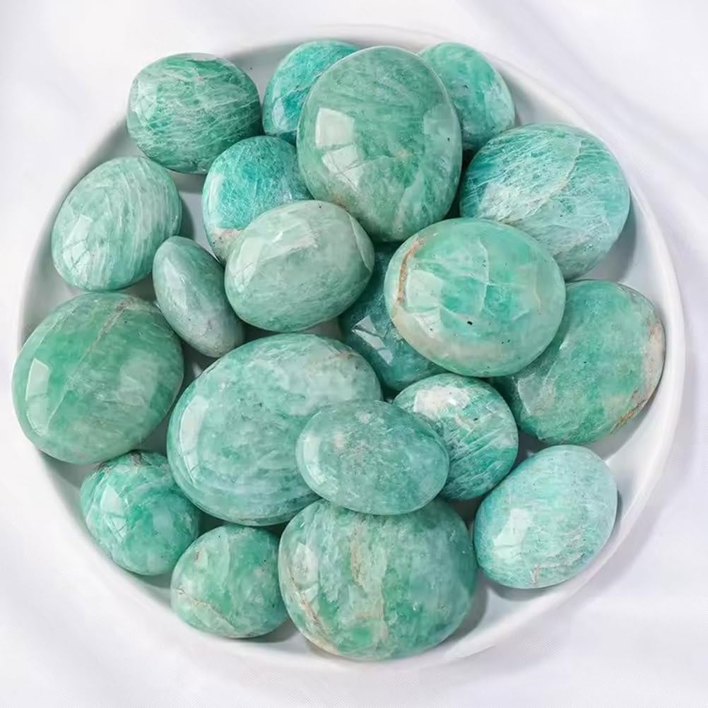 Cristalli di guarigione della Pietra di Palma amazzonite - 5 Pezzi Pietre lucidate Amazonite - Pocket Tascabile Stone per la Meditazione della Stregoneria e Allevamento d'ansia,40~50mm