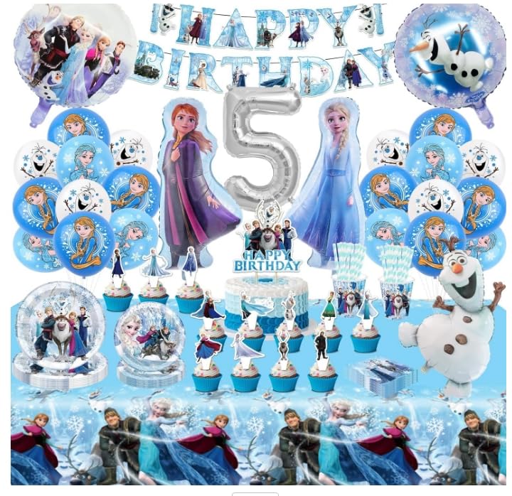 Blau 89 Stück Luftballons für Kinder Theme Geburtstag Deko 5 Jahre Mädchen Aluminium Luftballons für Junge Mädchen Geburtstagsdeko Partydekorationen Themenpartys