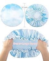 Vista 4 de Aquior Gorros de Ducha, Gorro de Ducha Reutilizable para Mujeres, Gorro de Cabello Impermeable de Doble Capa, Tamaño Grande para Todas