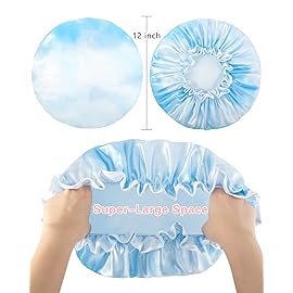 Aquior Shower Caps, Reusable Shower Cap for Women, Double Layer Waterproof Hair Cap, Large Size for All Hair Lengths,for Girls Spa Home Salon Use (Pink Cloud)