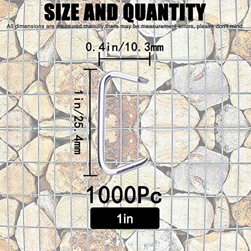 Image of 1000Pcs 1 inch Galvanized Hog Rings Assortment Kit, Professional Hog Rings Installation Kit for Bungee Shock, Cords, Animal Pet Cages