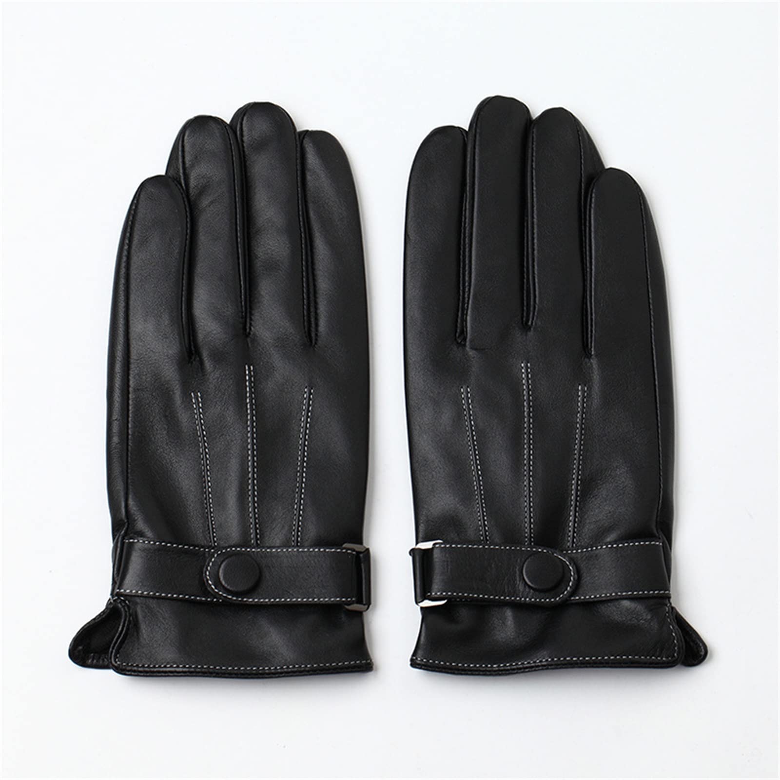 Guanti in Pelle da Uomo Full Palm Touch Screen Winter Driving Guanti in Pelle Caldi for Guanti in Pelle da Uomo Guanti Invernali (Color : Black, Size : XL)