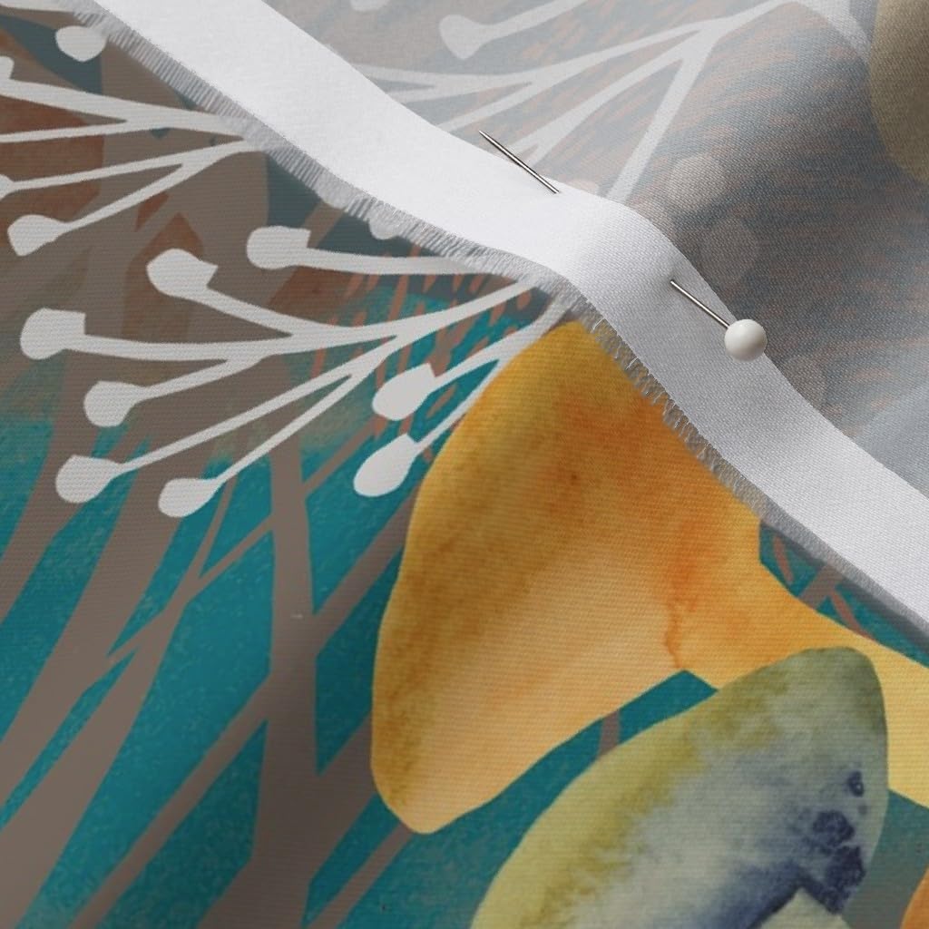 Spoonflower Fabric - Nature Forest Woodland Mushrooms Mushroom Toadstools Magical Dreamy Printed on Organic Cotton Sateen Fabric by The Yard - Sewing Quilting Apparel Home Decor