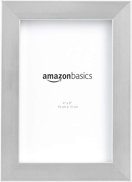 Amazon Basics Photo Frame | 10 x 15 cm, Nickel, 2-Pack